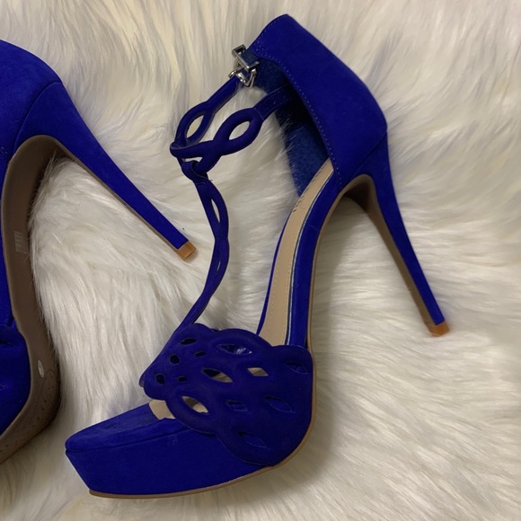 Gianni Bini Cobalt Blue Leather Suede Pumps 7.5M - Picture 3 of 9